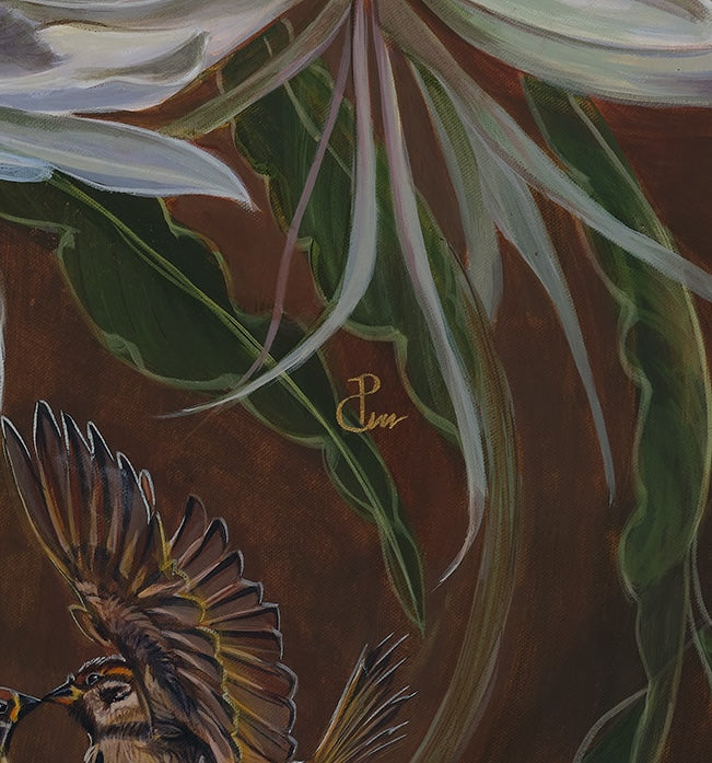 WHEN TWO BECOME A WORLD - a large flower painting butterflies and birds image 8