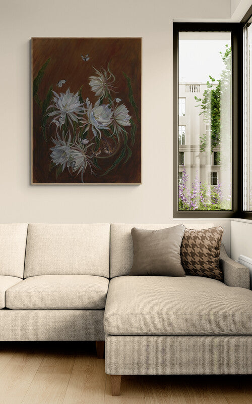 WHEN TWO BECOME A WORLD - a large flower painting butterflies and birds image 4