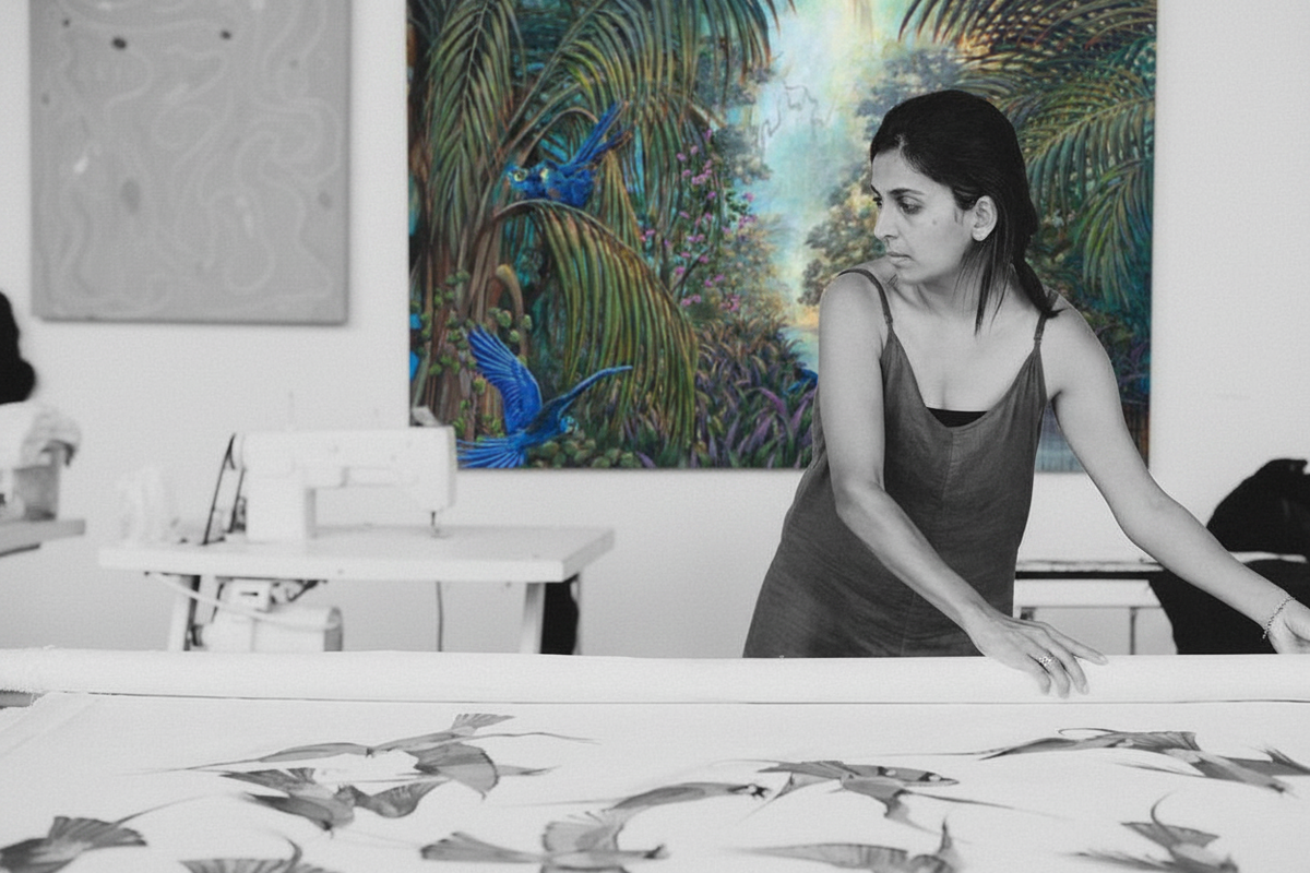 Studio with jungle river painting
